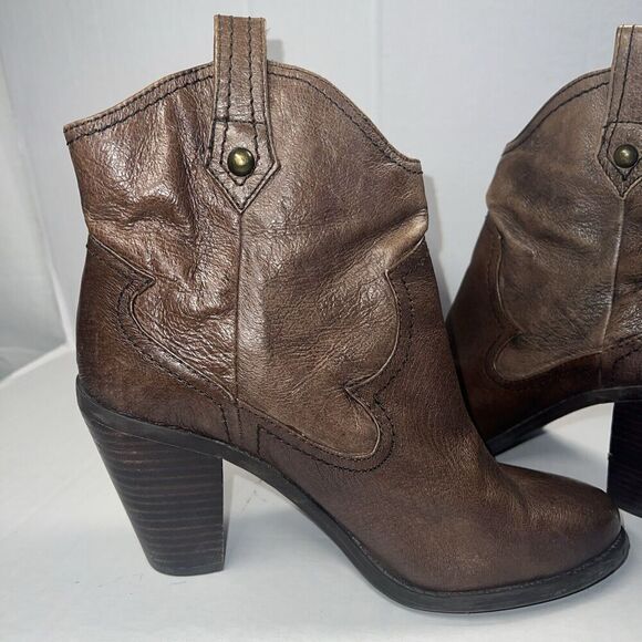 Jessica Simpson Women's Cavett Brown Leather Booties Size 7.5 - Picture 5 of 12